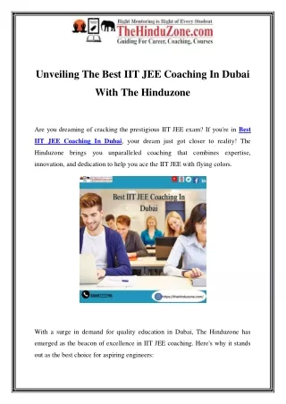 Mastering IIT JEE: The Ultimate Guide at The HinduZone Dubai
