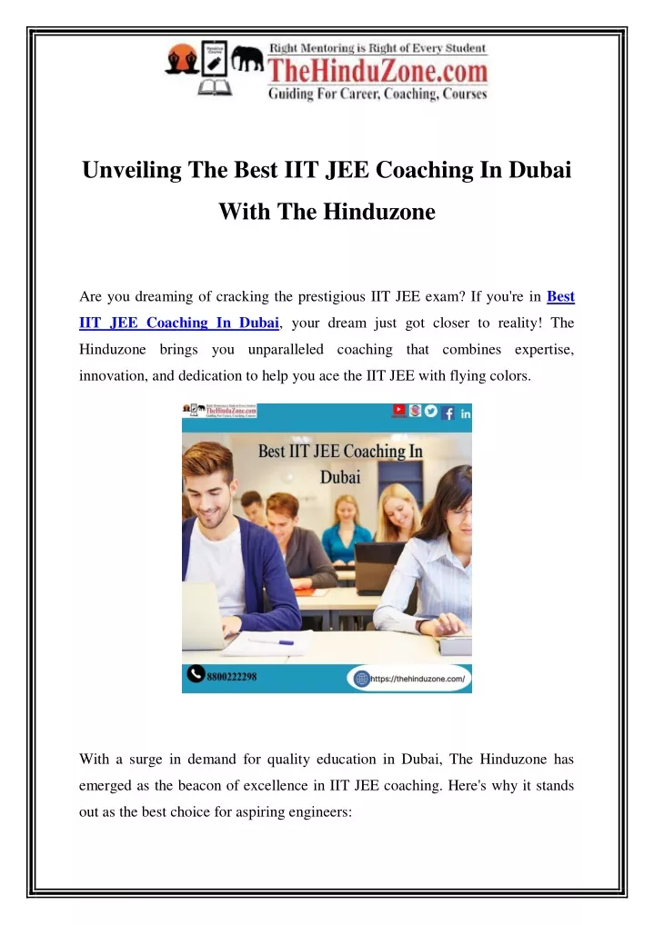 unveiling the best iit jee coaching in dubai