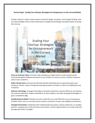 Karina Hayat - Scaling Your Startup - Strategies for Entrepreneurs in the Current Market