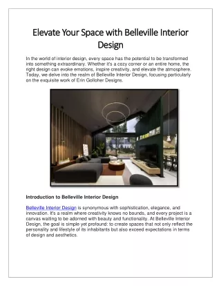 Elevate Your Space with Belleville Interior Design