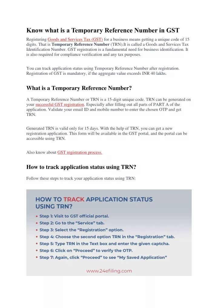 know what is a temporary reference number in gst