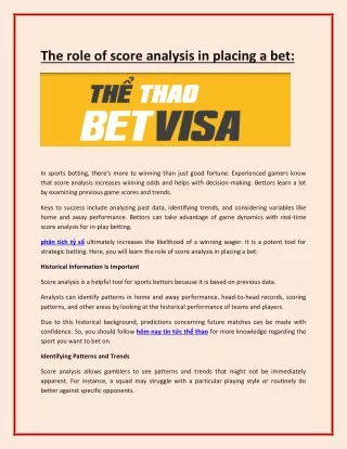 The role of score analysis in placing a bet