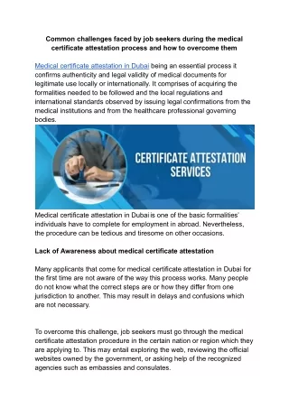 Common challenges faced by job seekers during the medical certificate attestation process and how to overcome them.docx