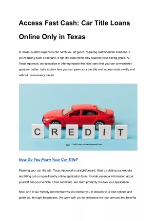 Access Fast Cash_ Car Title Loans Online Only in Texas _ www.texasapproval.com