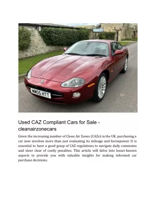 Used CAZ Compliant Cars for Sale - cleanairzonecars
