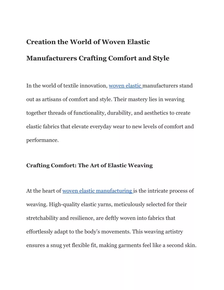 creation the world of woven elastic