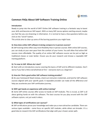 Common FAQs About SAP Software Training Online