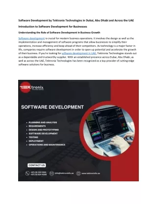 Software Development for Business by Tektronix Technologies in Dubai