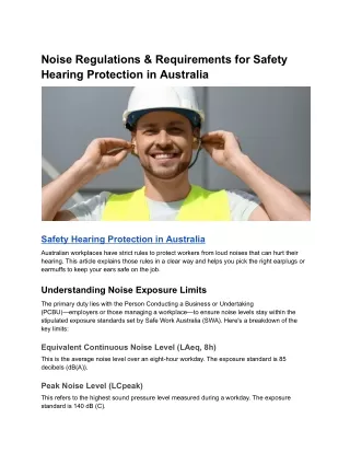 Noise Regulations & Requirements for Safety Hearing Protection in Australia