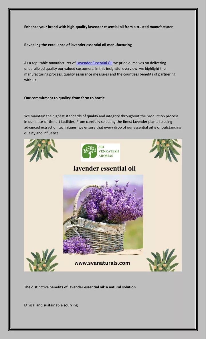 enhance your brand with high quality lavender