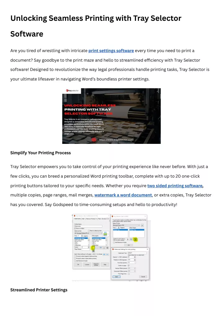 unlocking seamless printing with tray selector