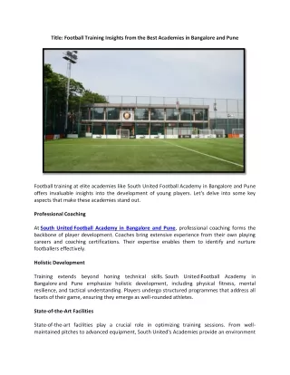 Football Training Insights from the Best Academies in Bangalore and Pune