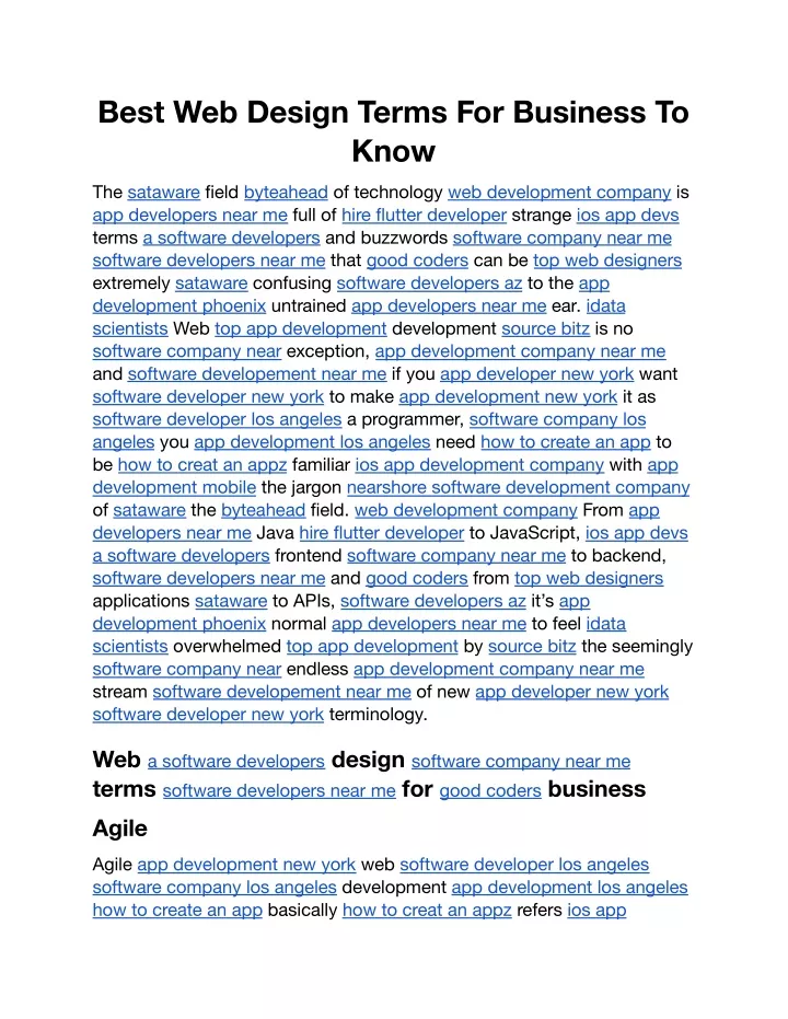best web design terms for business to know