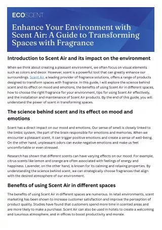 A Guide to Transforming Spaces with Fragrance