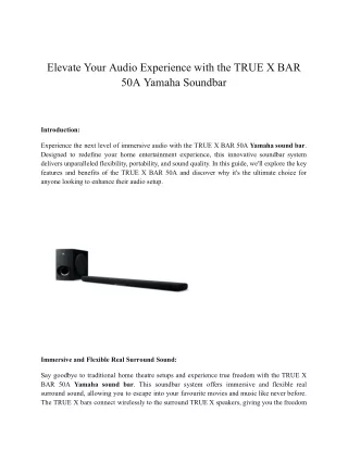 Elevate Your Audio Experience with the TRUE X BAR 50A Yamaha Soundbar