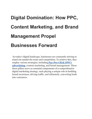 Digital Domination_ How PPC, Content Marketing, and Brand Management Propel Businesses Forward