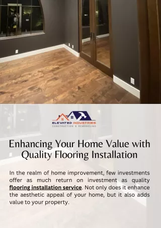 Enhancing Your Home Value with Quality Flooring Installation