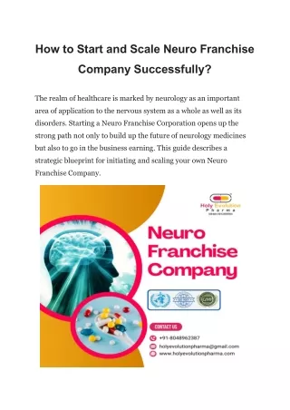 How to Start and Scale Neuro Franchise Company Successfully?