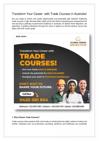 Trade Course Australia