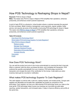 How POS Technology is Reshaping Shops in Nepal