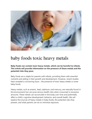 baby foods toxic heavy metals
