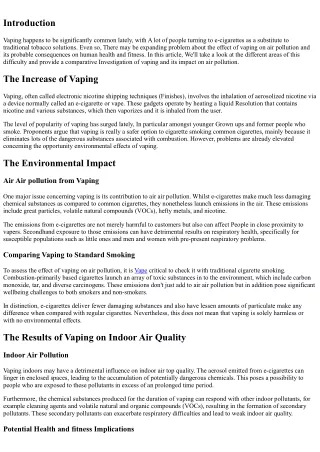 The Effects of Vaping on Air Pollution: A Comparative Evaluation