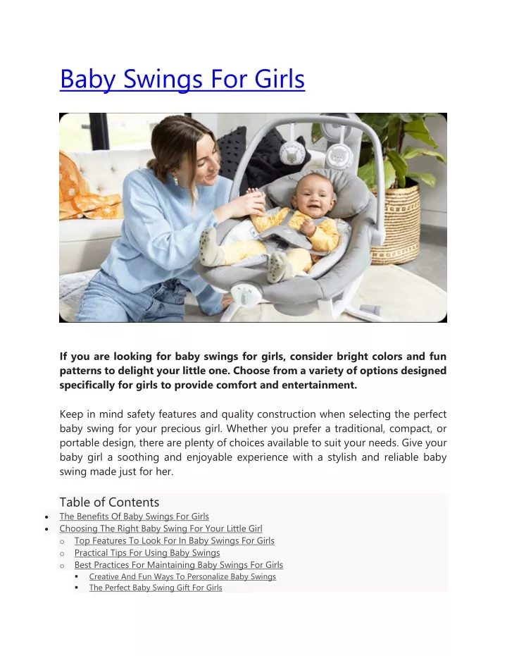 baby swings for girls