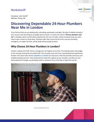 Discovering Dependable 24-Hour Plumbers Near Me in London