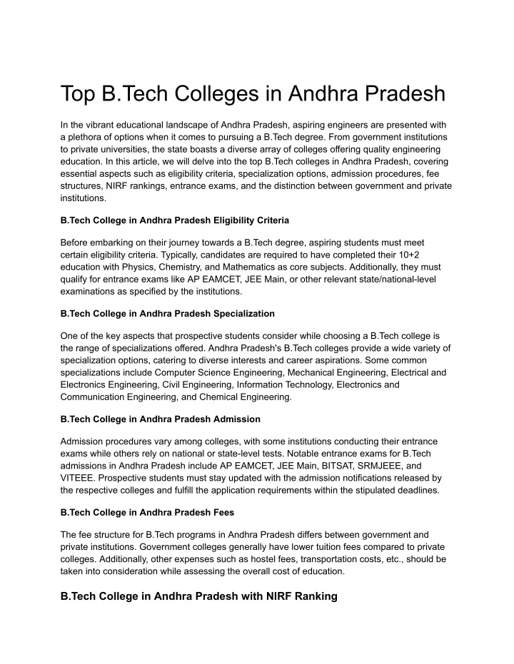 top b tech colleges in andhra pradesh