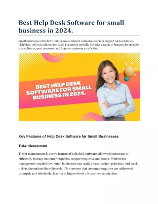 Best Help Desk Software for small business in 2024