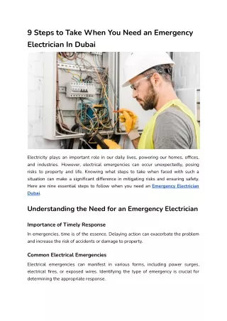 9 Steps to Take When You Need an Emergency Electrician in Dubai