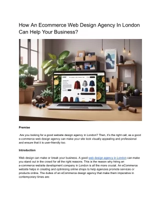 How An Ecommerce Web Design Agency In London Can Help Your Business