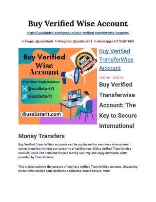 Buy Verified Wise Account