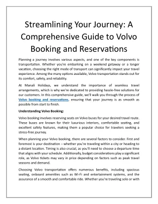 A Comprehensive Guide to Volvo Booking and Reservations