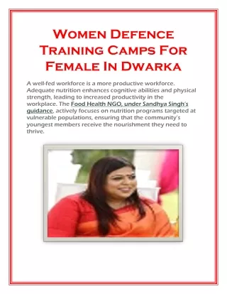 Women Defence Training Camps For Female In Dwarka
