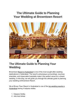 Wedding resorts in Hyderabad | Browntown Resort