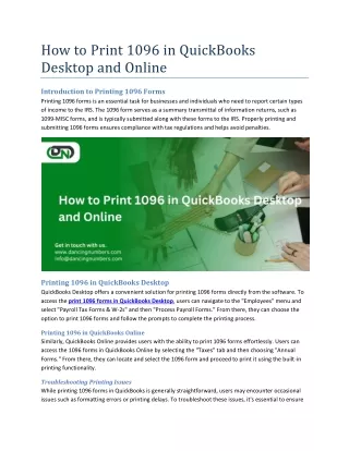 How to Print 1096 in QuickBooks Desktop and Online