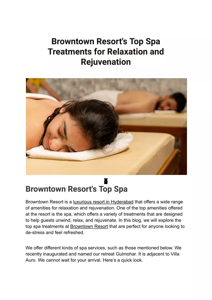 browntown resort s top spa treatments