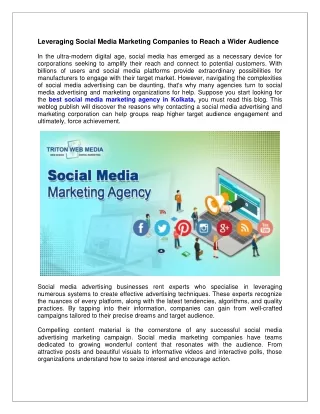 Leveraging Social Media Marketing Companies to Reach a Wider Audience