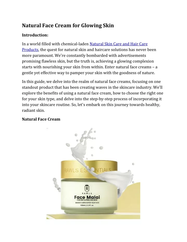 natural face cream for glowing skin