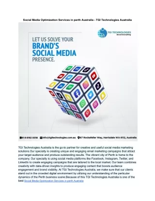 Social Media Optimization Services in perth Australia - TGI Technologies