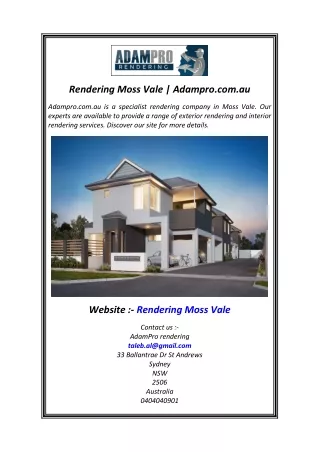 rendering moss vale adampro com au