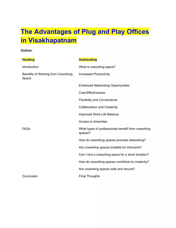 the advantages of plug and play offices