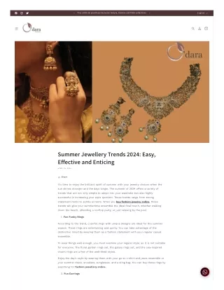 Summer Jewellery Trends 2024 Easy, Effective and Enticing