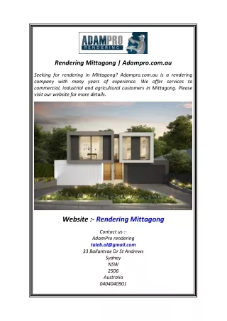 rendering mittagong adampro com au