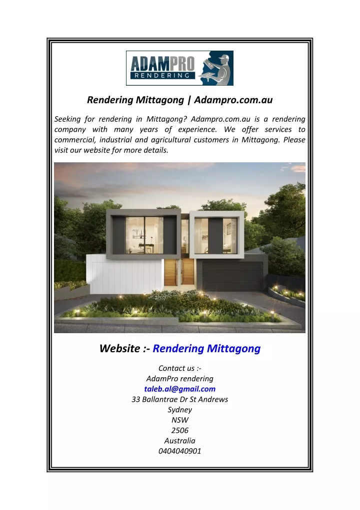 rendering mittagong adampro com au