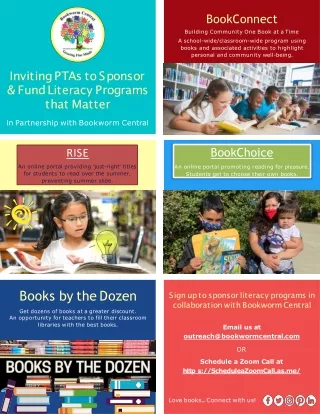 Inviting PTAs to Sponsor  & Fund Literacy Programs  that Matter
