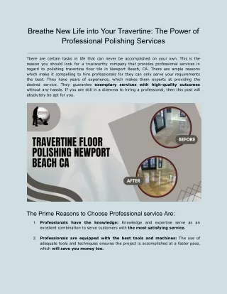 Breathe New Life into Your Travertine: The Power of Professional Polishing Servi