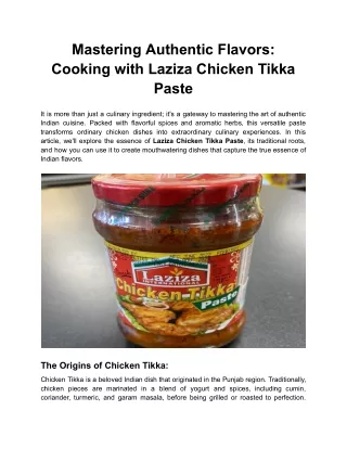 Mastering Authentic Flavors Cooking with Laziza Chicken Tikka Paste