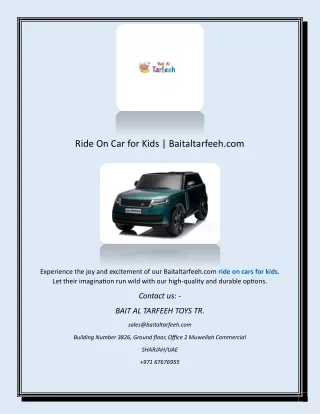 Ride On Car For Kids | Baitaltarfeeh.com